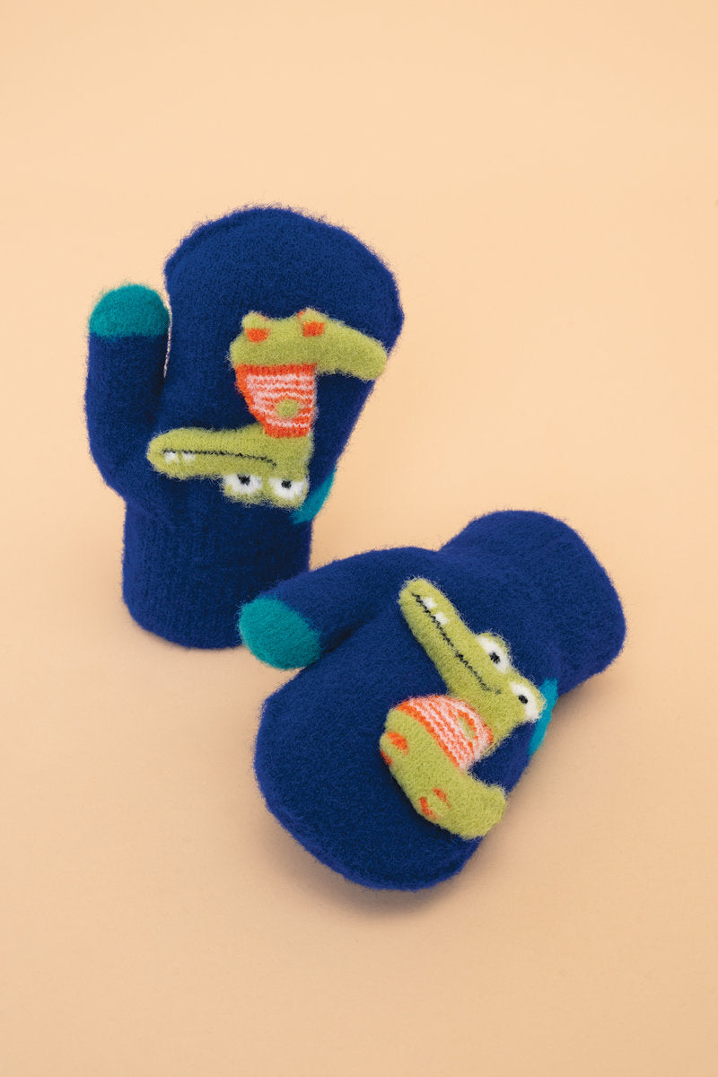 Powder Pals Mittens - Smiley Croc Royal Blue