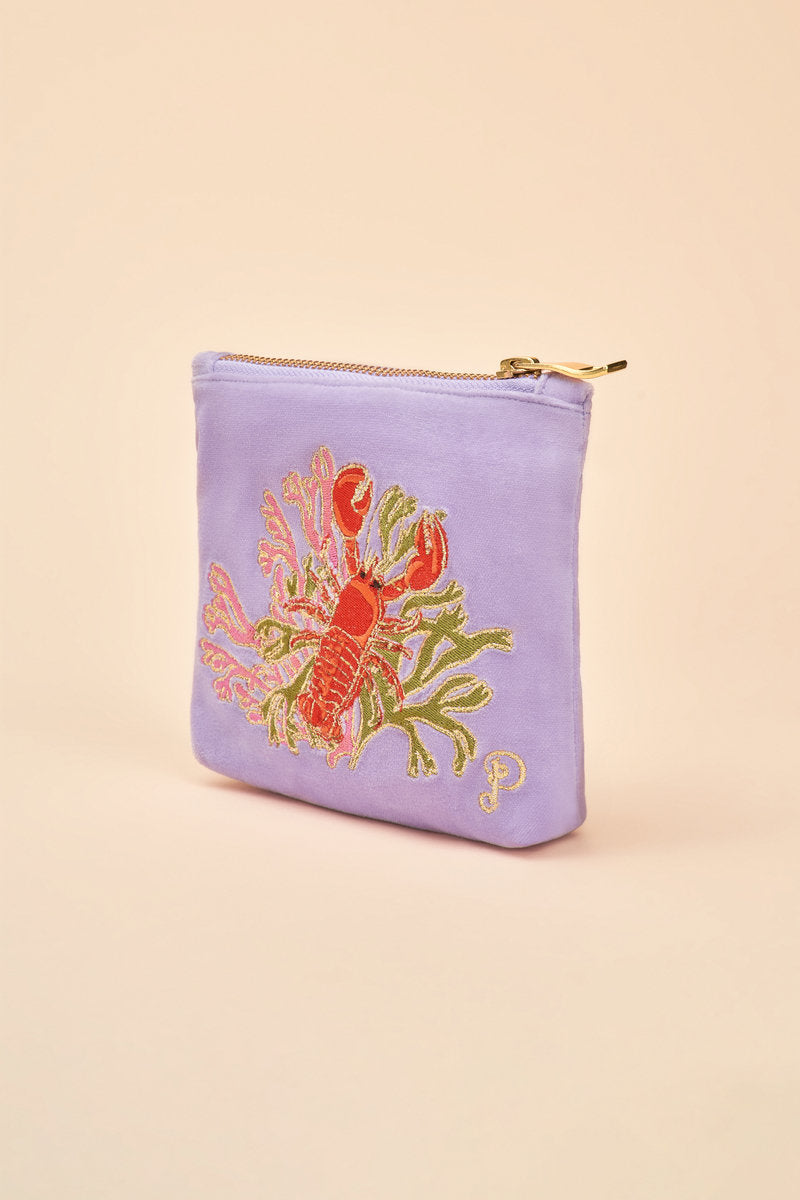 Powder Velvet Mini Pouch - Lobster Buddies - Lavender