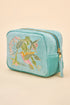 Powder Velvet Make Up Bag - Hummingbird - Aqua