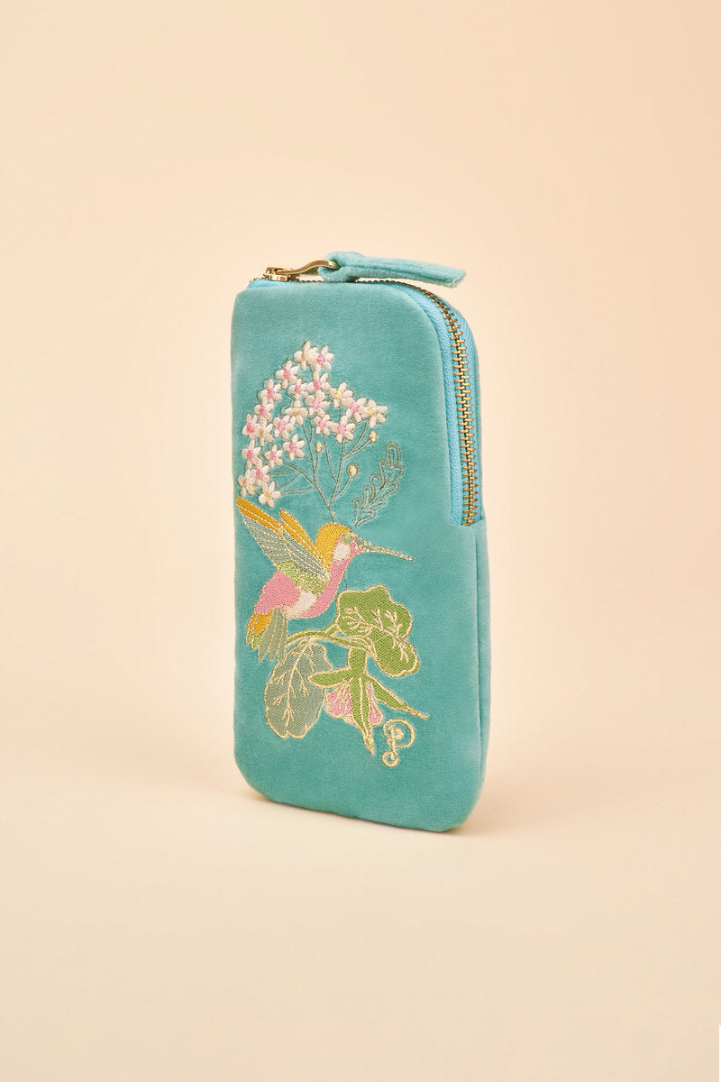 Powder Velvet Sunglasses Pouch - Hummingbird - Aqua