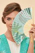 Powder Secret Paradise Satin Hand Fan in Aqua