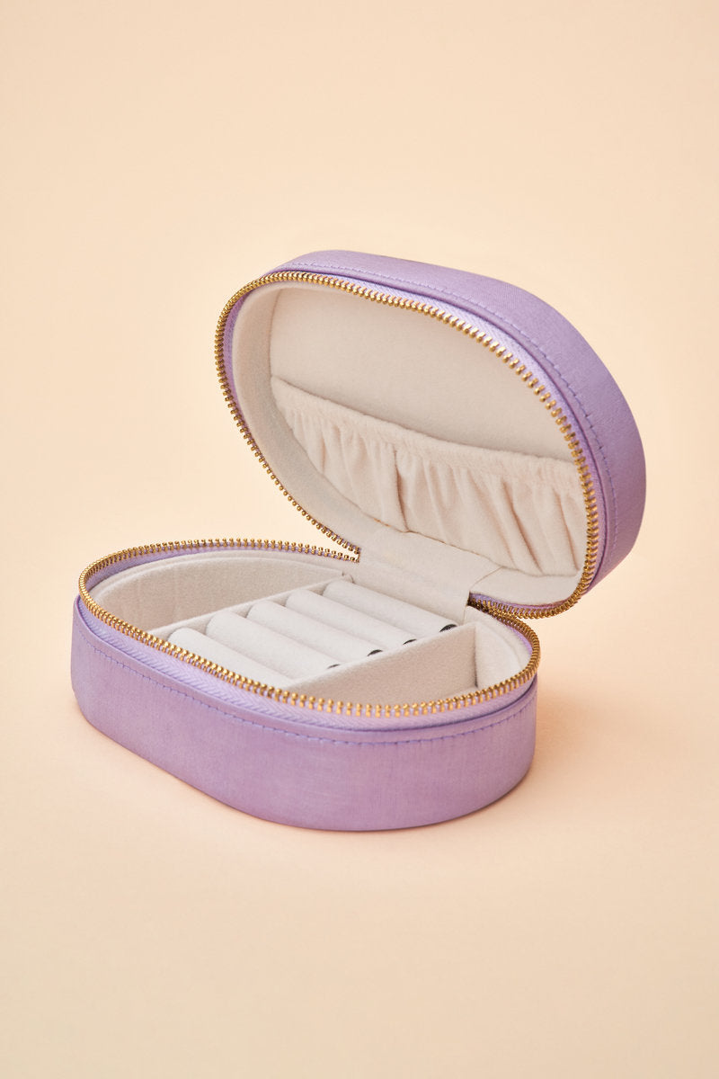 Powder Oval Jewellery Box - Hummingbird in Lavender