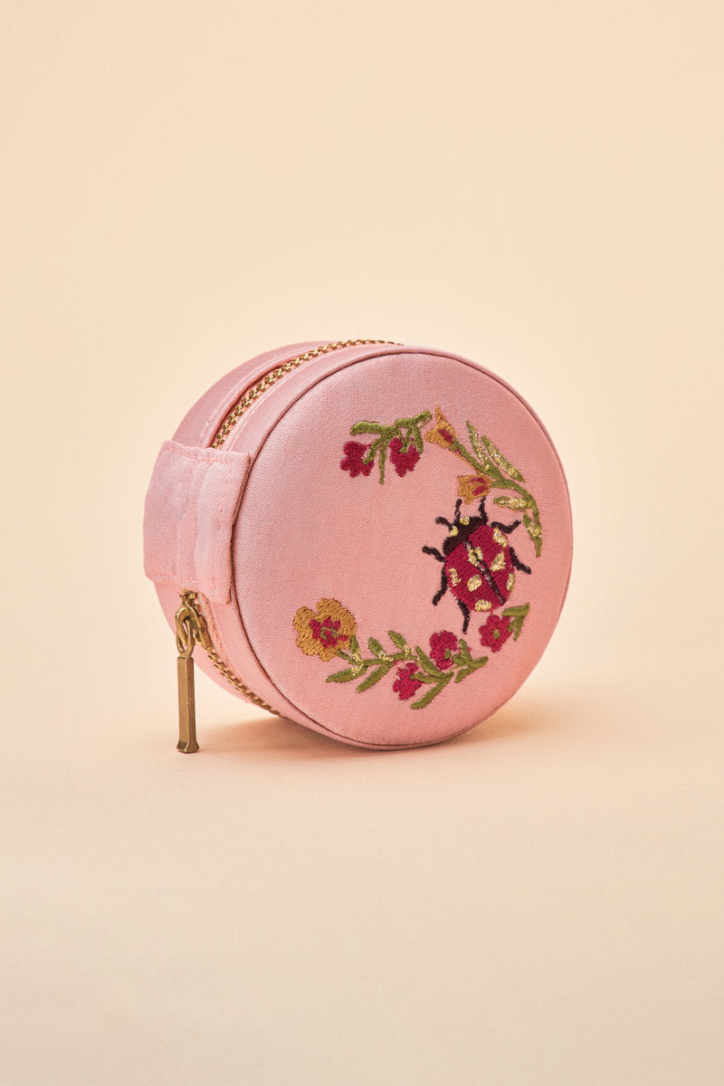 Powder Mini Round Jewellery Box - Ladybird in Rose
