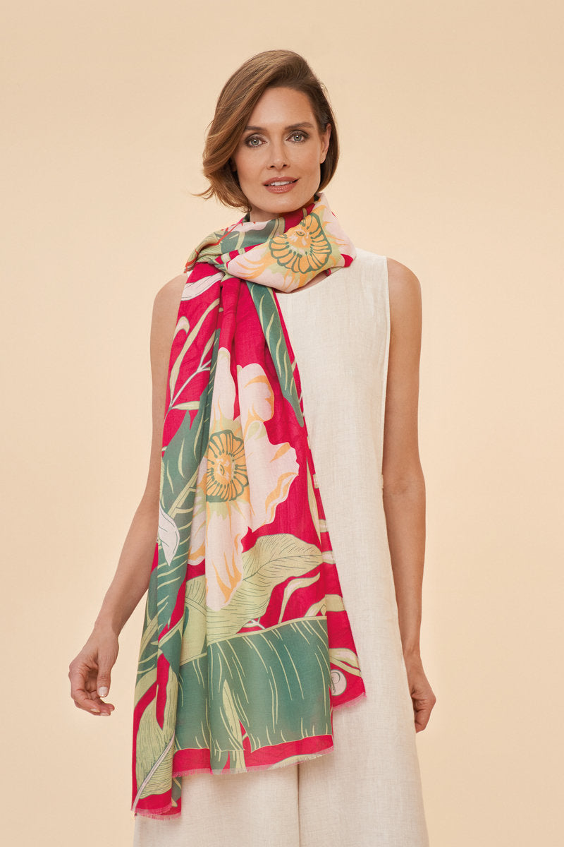 Powder Delicate Tropical - Dark Rose Print Scarf