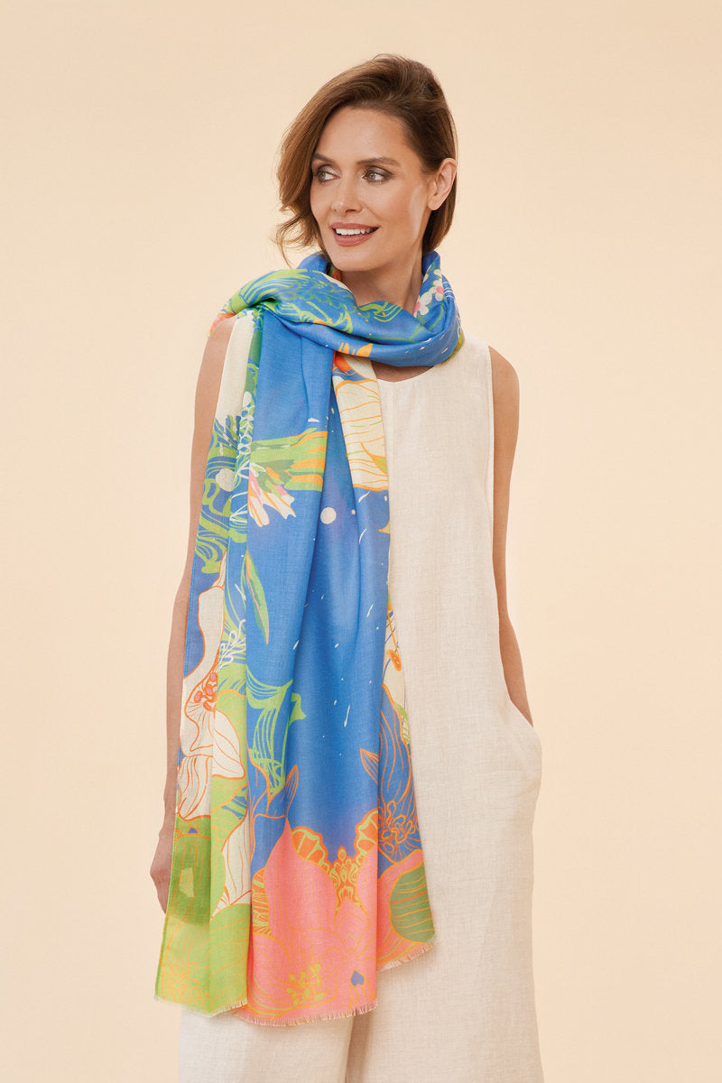 Powder Hummingbird - Denim Print Scarf