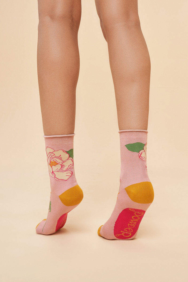 Powder Tropical Flora Ankle Socks - Petal