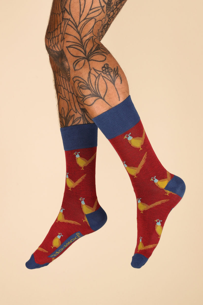 Powder Pheasants Men's Socks - Raspberry