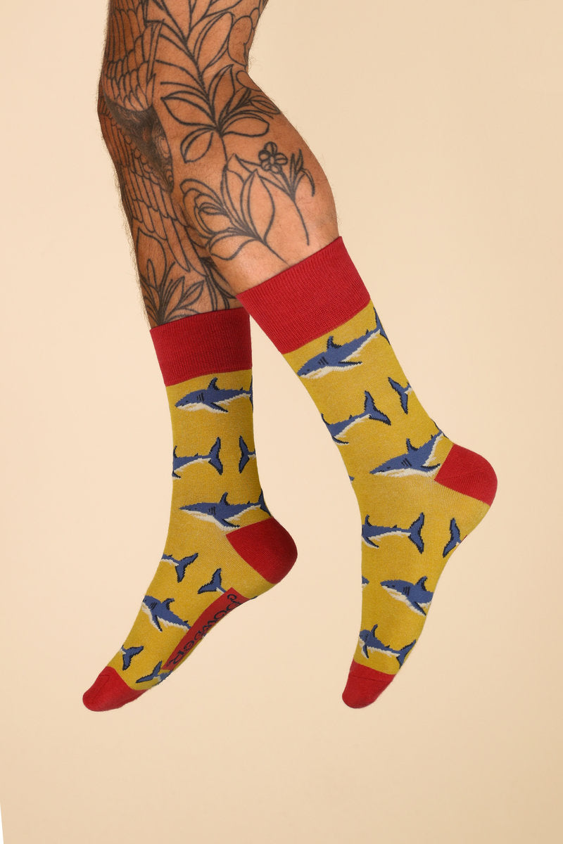 Powder Great White Men's Socks - Mustard