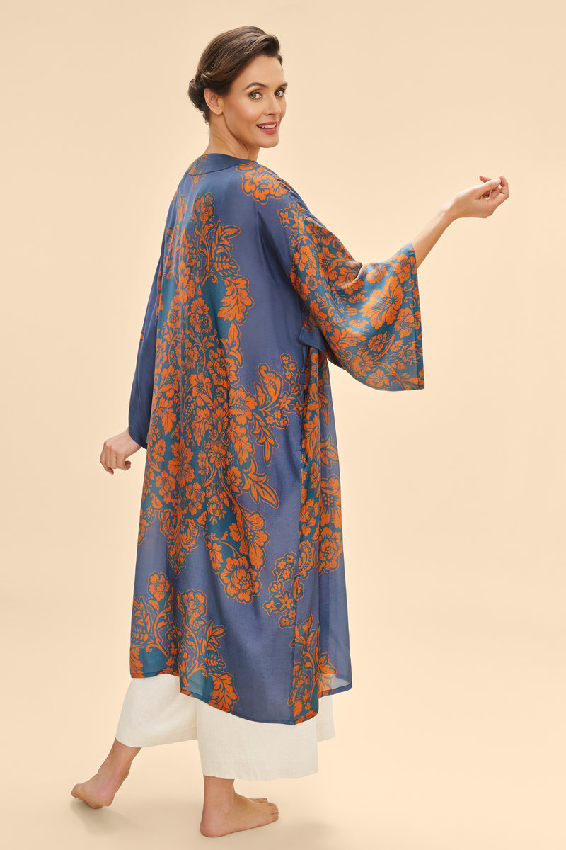 Powder Denim Tapestry Kimono Gown