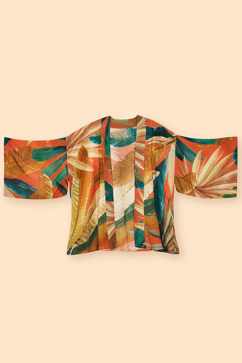 Powder Painted Palms Kimono Jacket