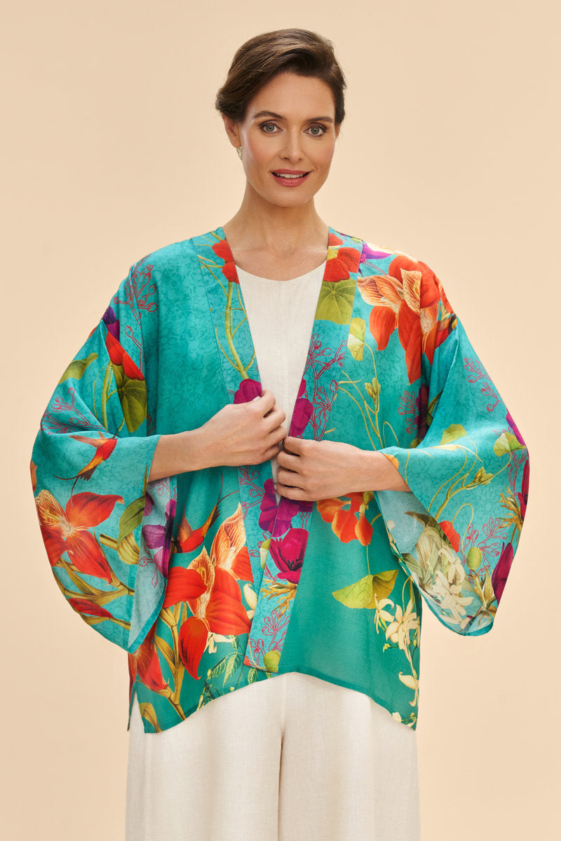 Powder Hummingbird at Dusk Kimono Jacket