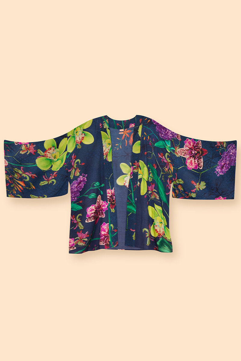 Powder Exotic Evening Kimono Jacket - Ink