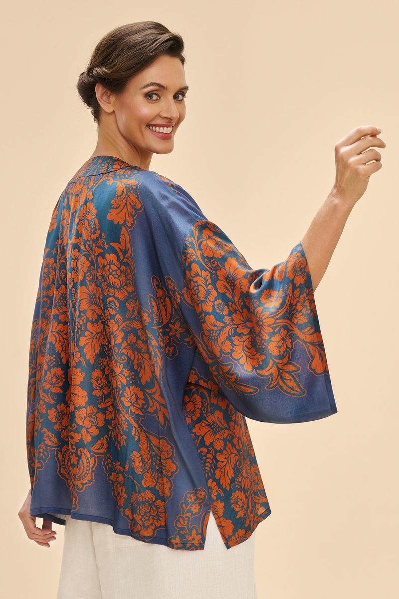 Powder Denim Tapestry Kimono Jacket