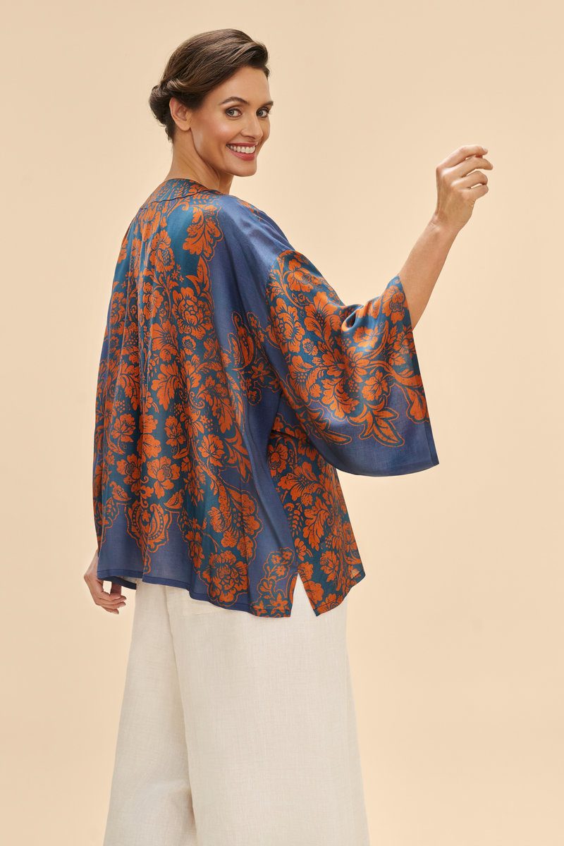 Powder Denim Tapestry Kimono Jacket