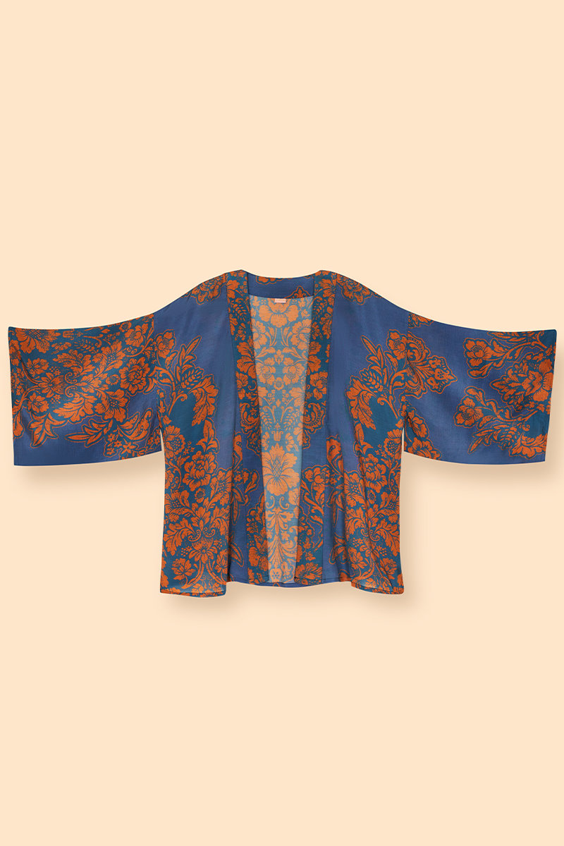 Powder Denim Tapestry Kimono Jacket