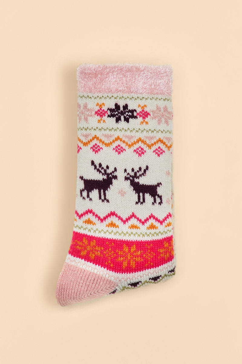 Powder Fair Isle Reindeer Cosy Socks