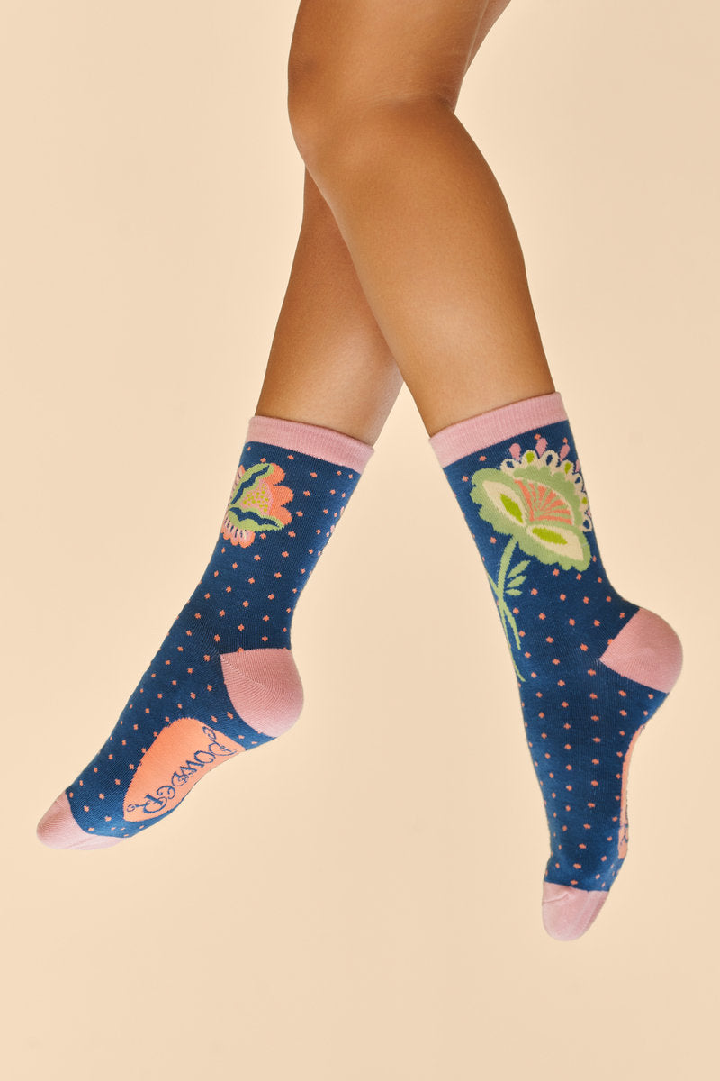 Powder Scandinavian Stems Ankle Socks - Navy