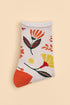 Powder Watercolour Flowers Ankle Socks - Cream