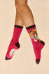 Powder Thrill of the Tiger Ankle Socks - Fuchsia