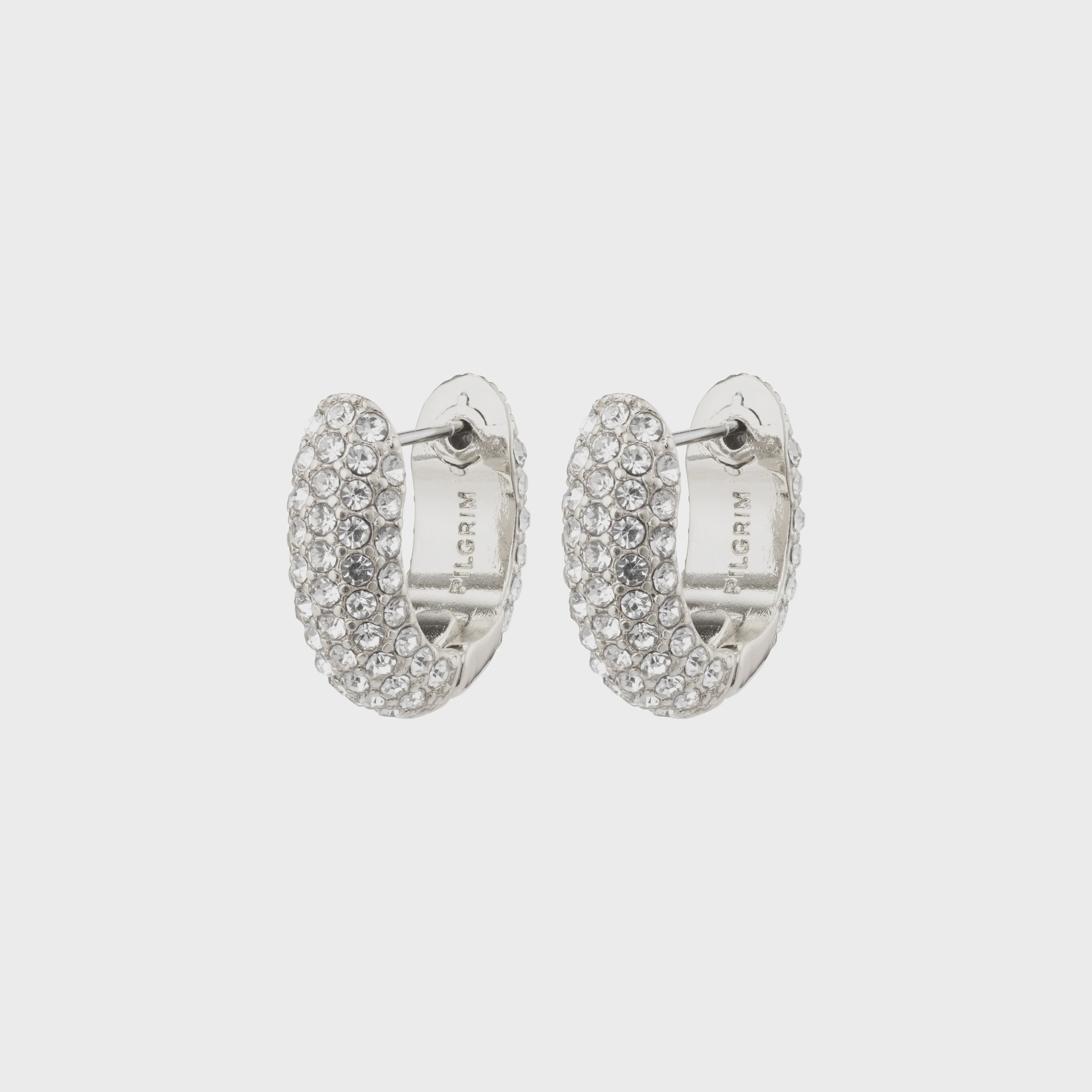 Pilgrim Lona Chunky Crystal Huggie Hoops Silver-Plated