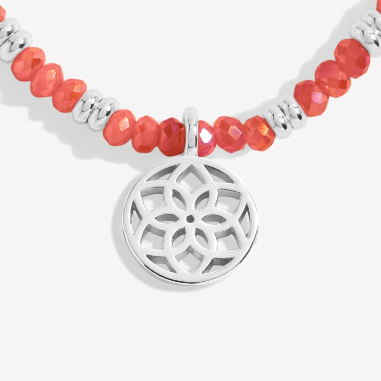 Joma Boho Beads Dreamcatcher Coral & Silver Bracelet