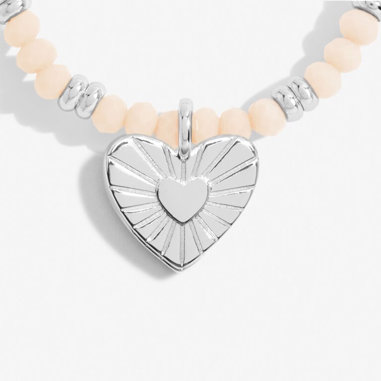 Joma Boho Beads Heart White & Silver Bracelet