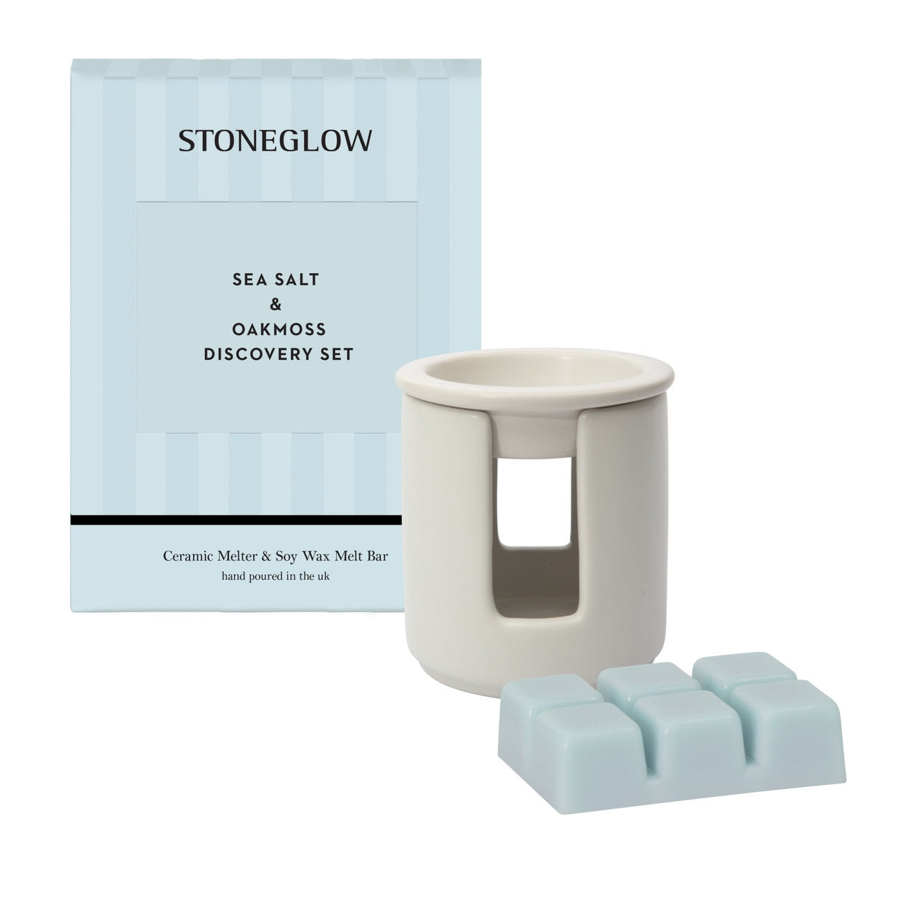 Sea Salt & Oakmoss - Ceramic Wax Melter & Soy Wax Melt Bar Discovery Set