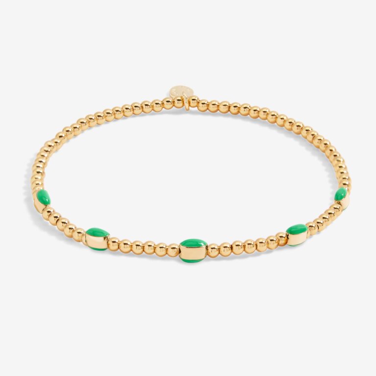 Joma A Little Stacks Of Style Green Enamel Set Of 2 Gold Bracelets