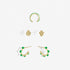 Joma A Little Stacks Of Style Green Enamel Set Of Gold Earrings