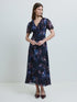 French Connection Clara Emina Midi Smock Dress Navy Multi