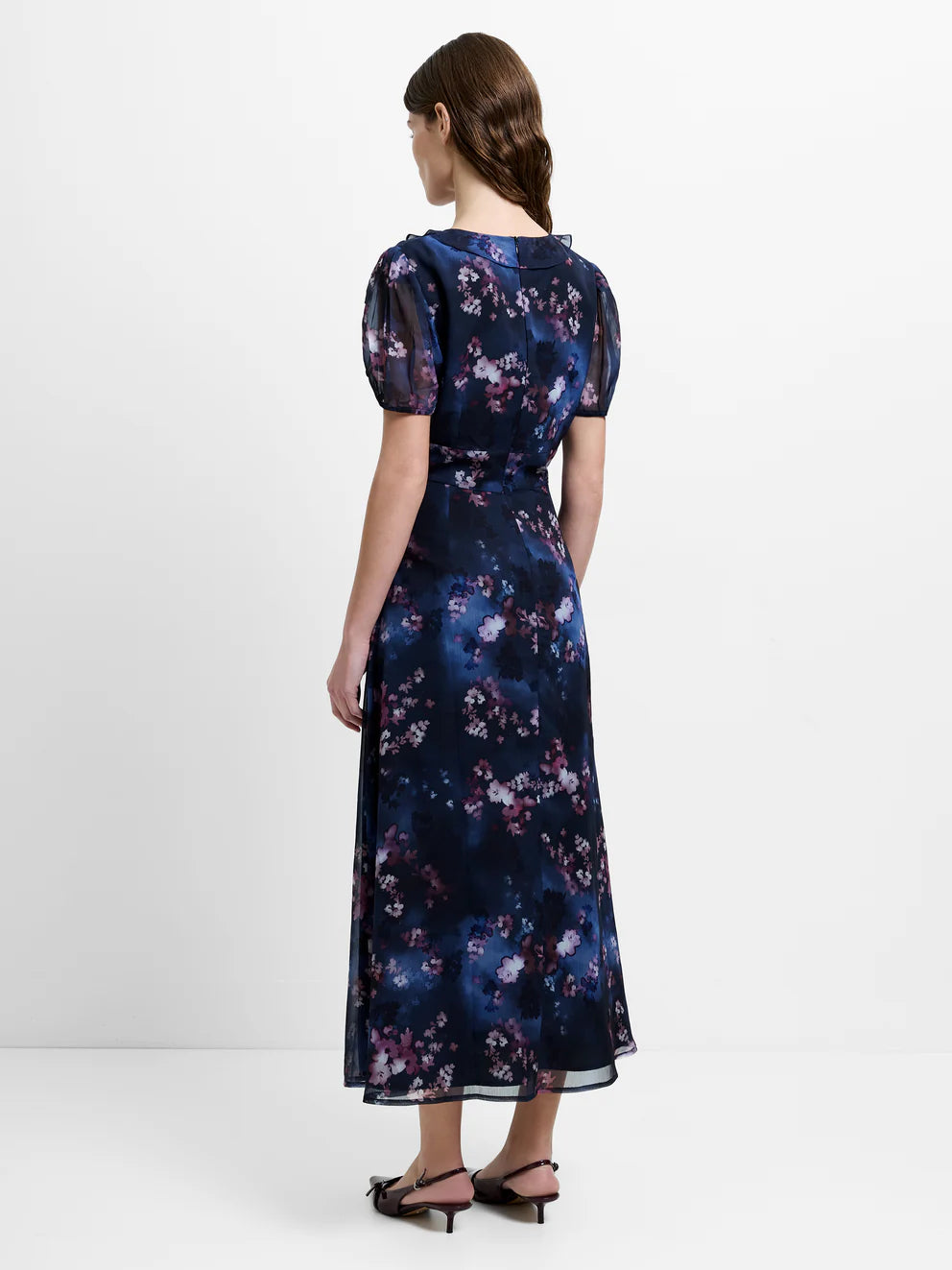 French Connection Clara Emina Midi Smock Dress Navy Multi
