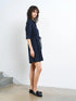 French Connection Cambria Cotton Cinched Waist Dress Navy