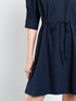 French Connection Cambria Cotton Cinched Waist Dress Navy