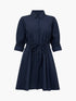 French Connection Cambria Cotton Cinched Waist Dress Navy