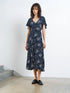 French Connection Thea Lizzie Midi Tea Dress Navy/Porcelain Cream