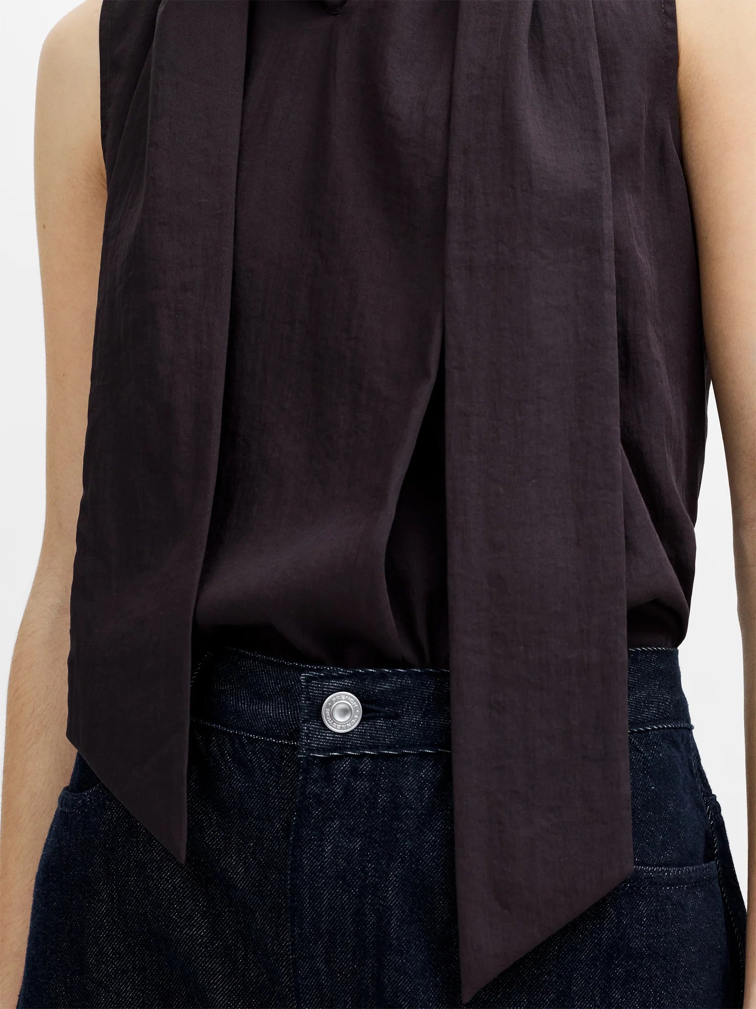 French Connection Leela Scarf Top Mocha Brown