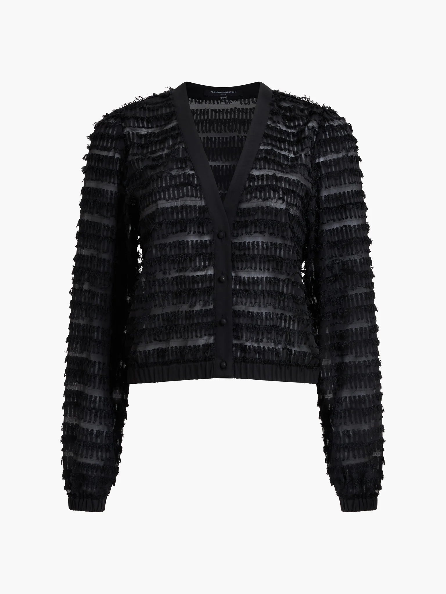 French Connection Alana Texured Chiffon Blouse Black