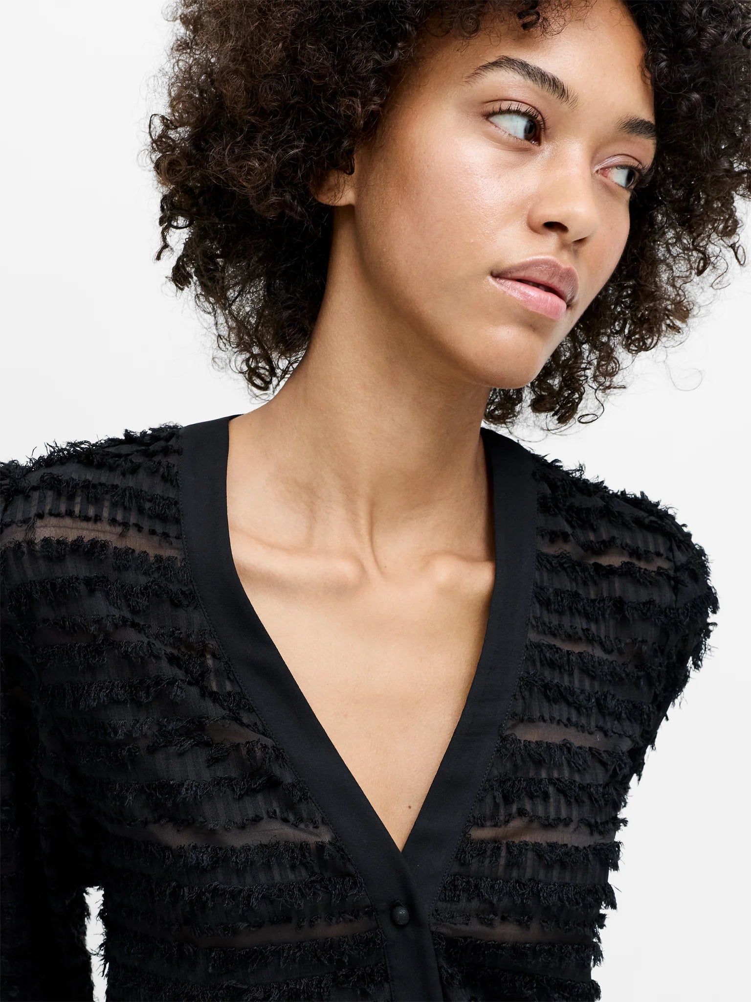 French Connection Alana Texured Chiffon Blouse Black