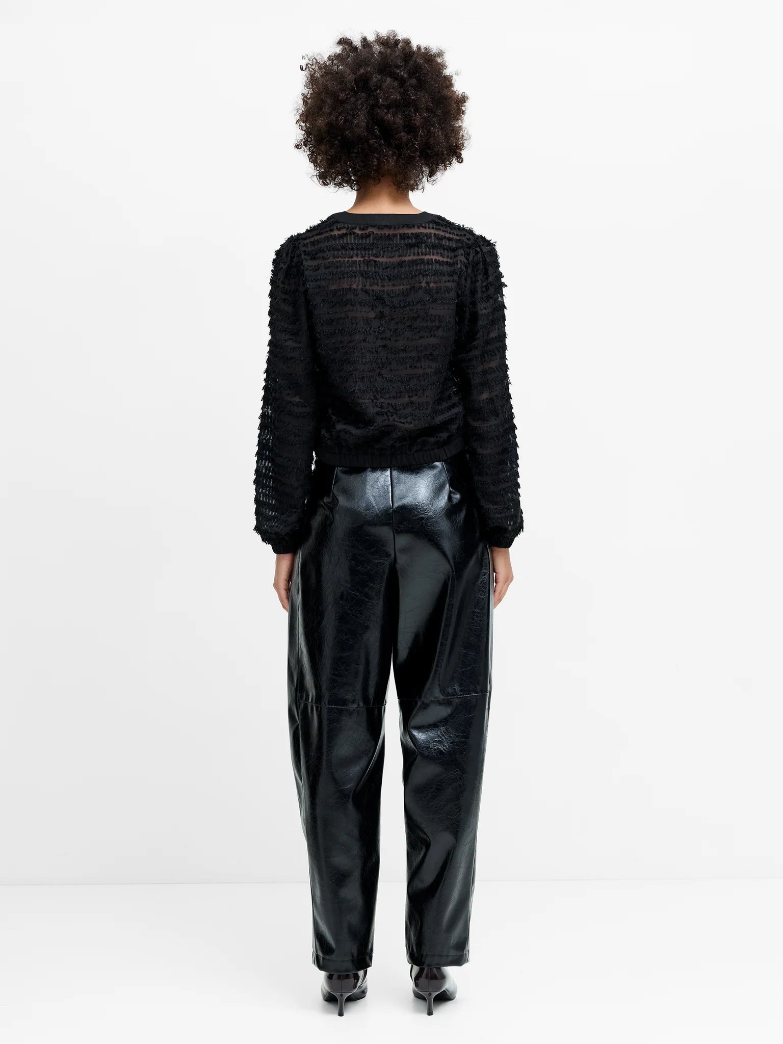 French Connection Alana Texured Chiffon Blouse Black
