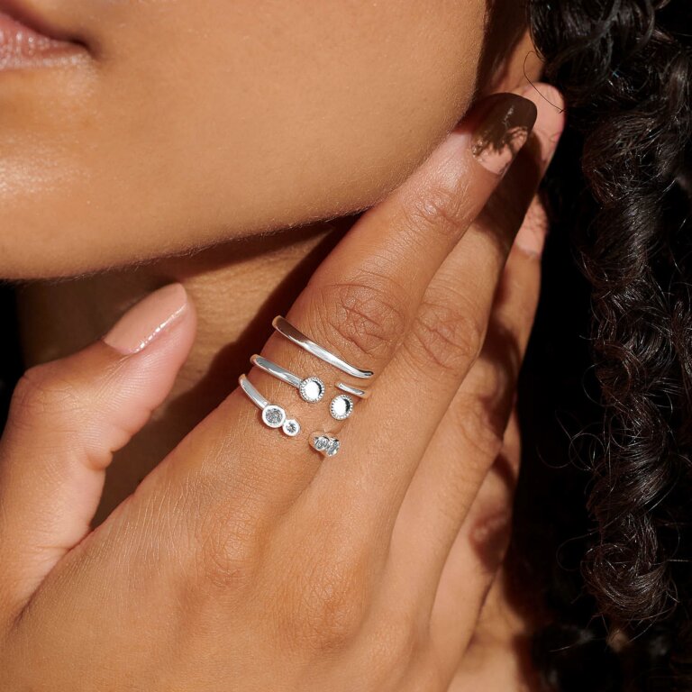 Joma A Little Stacks Of Style Set Of 3 CZ Silver Rings