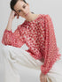 French Connection Poppy Emina Semi Sheer Top Red Multi