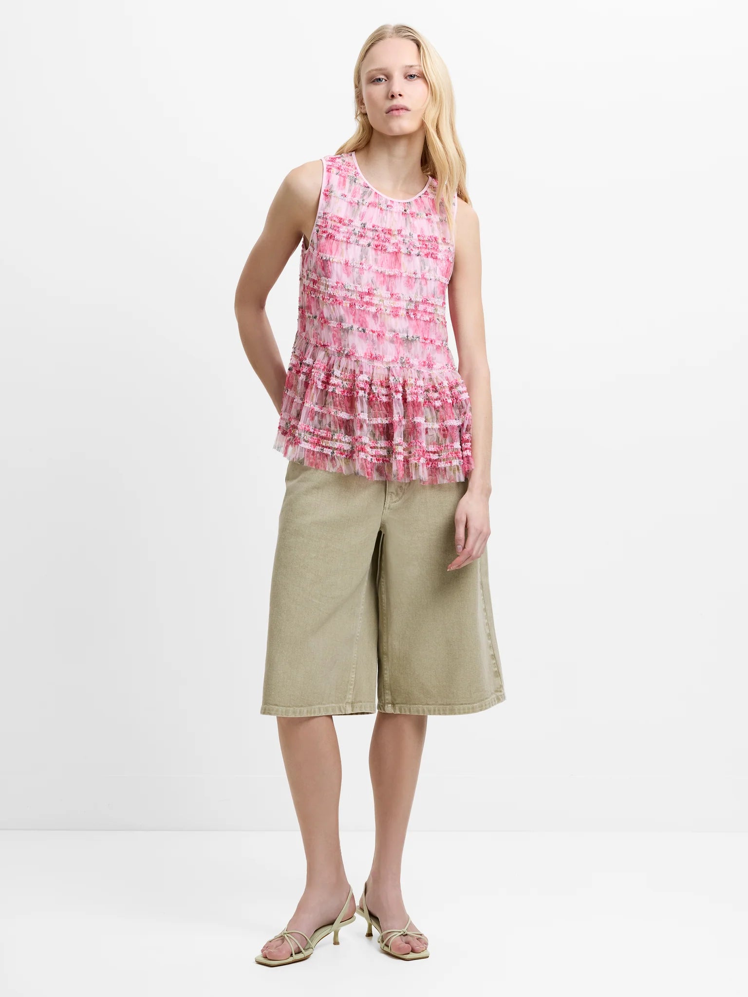 French Connection Vanessa Mesh Top Pink Multi