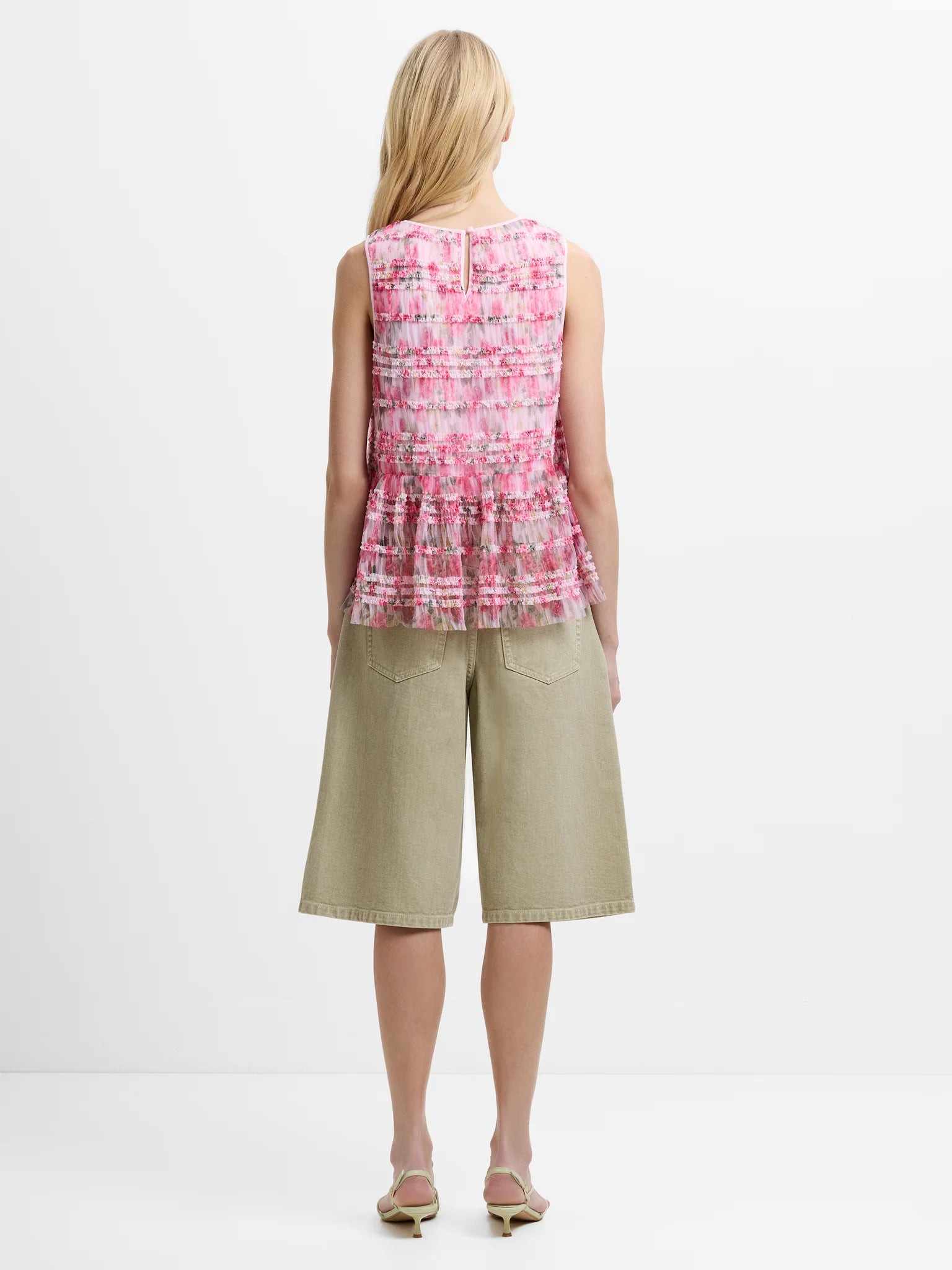 French Connection Vanessa Mesh Top Pink Multi