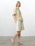 French Connection Adeline Striped Gathered Top Cream-Green