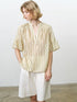 French Connection Adeline Striped Gathered Top Cream-Green