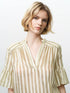 French Connection Adeline Striped Gathered Top Cream-Green