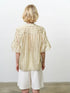 French Connection Adeline Striped Gathered Top Cream-Green