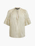 French Connection Adeline Striped Gathered Top Cream-Green