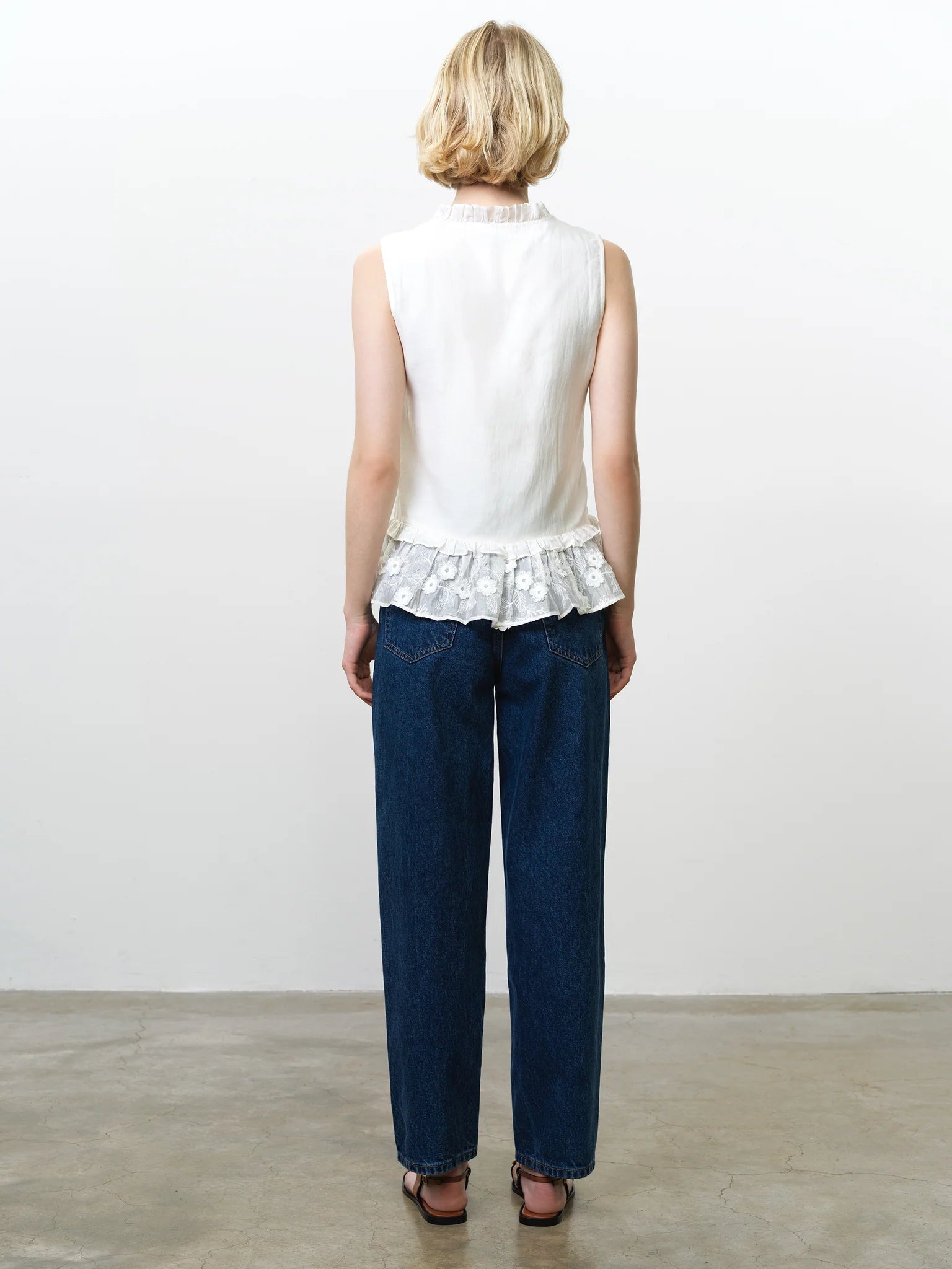 French Connection Vani Peplum Top Linen White