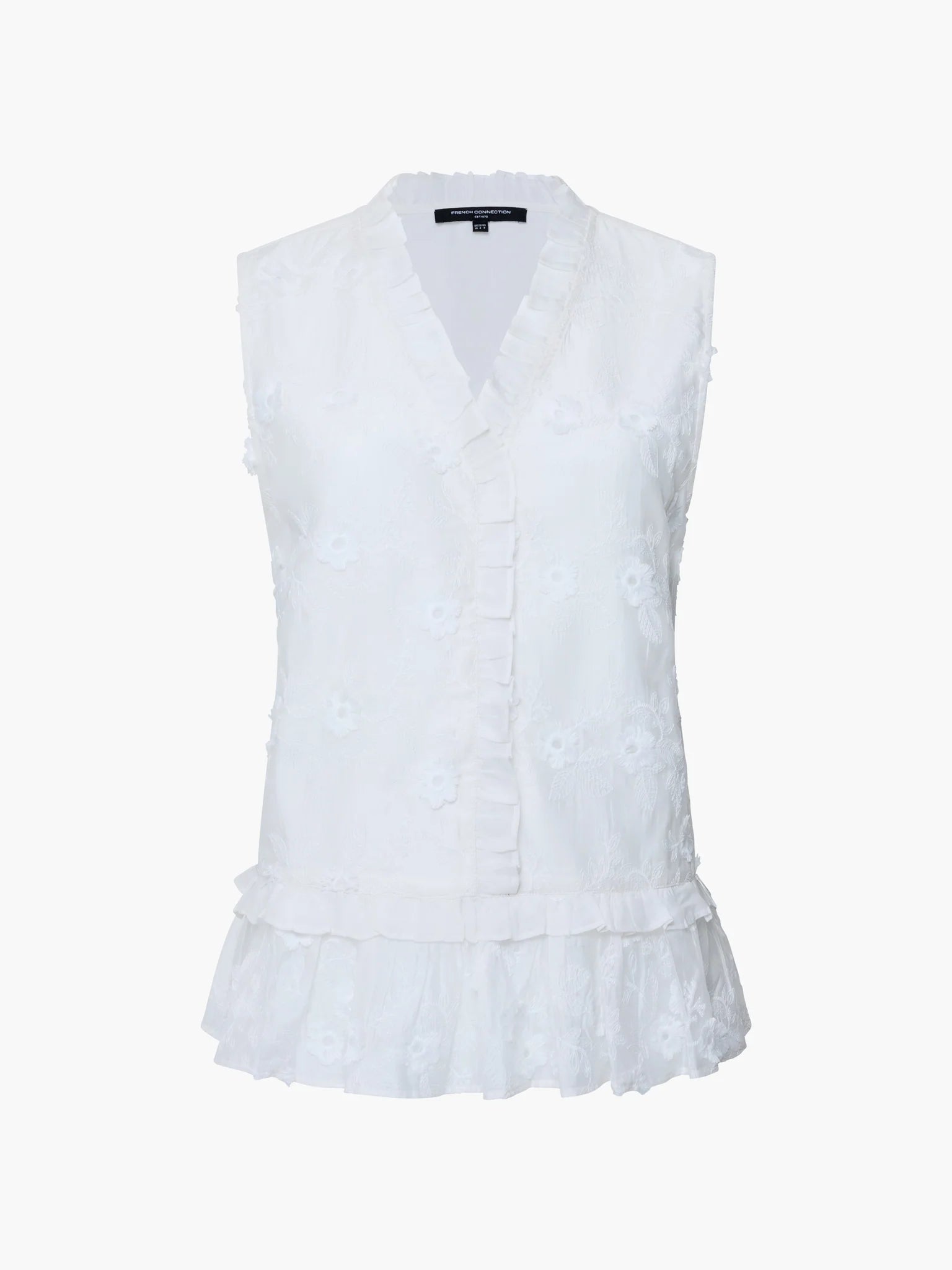 French Connection Vani Peplum Top Linen White
